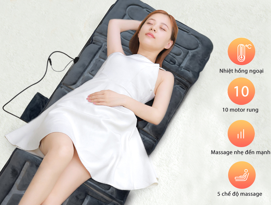 Nệm Massage Toàn Thân FUKI nhiệt và hồng ngoại FK-M799 (màu xám)